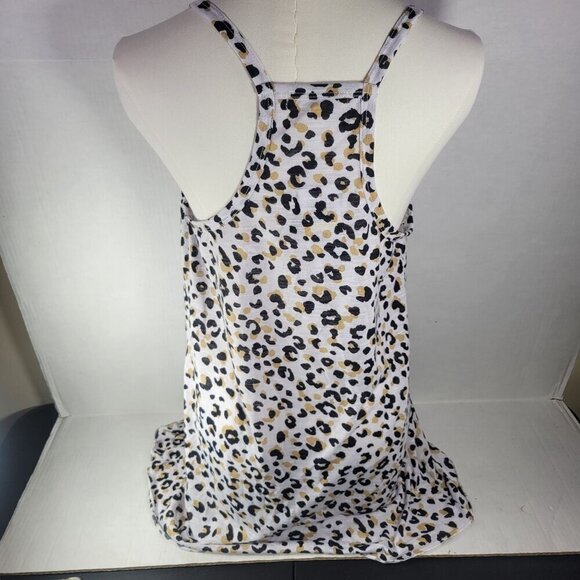 Miken Swim Women White Leopard Print V-neck Racerback Tank Top Size M - Picture 3 of 10
